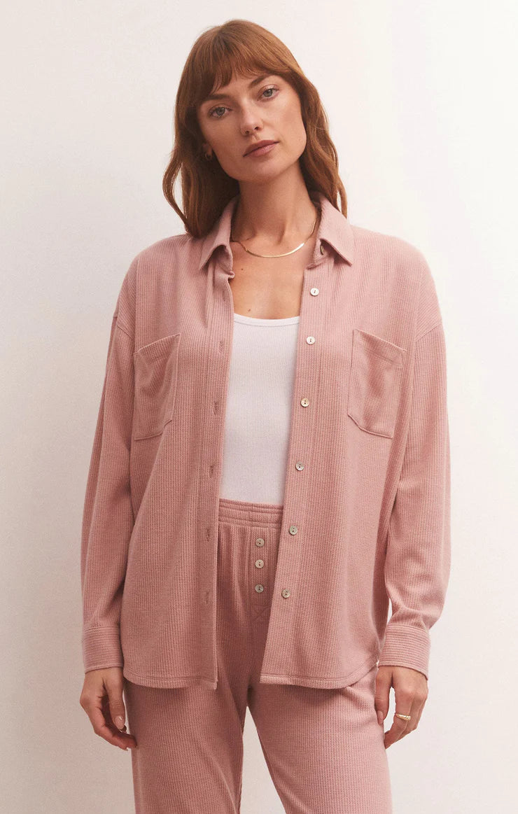 Cozy Thermal Shirt Dusty Blush Ivy Boutique