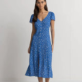 Elodie Floral Cap Sleeve Midi Dress - Blue