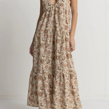 Raya Paisley Tiered Midi Dress - Natural