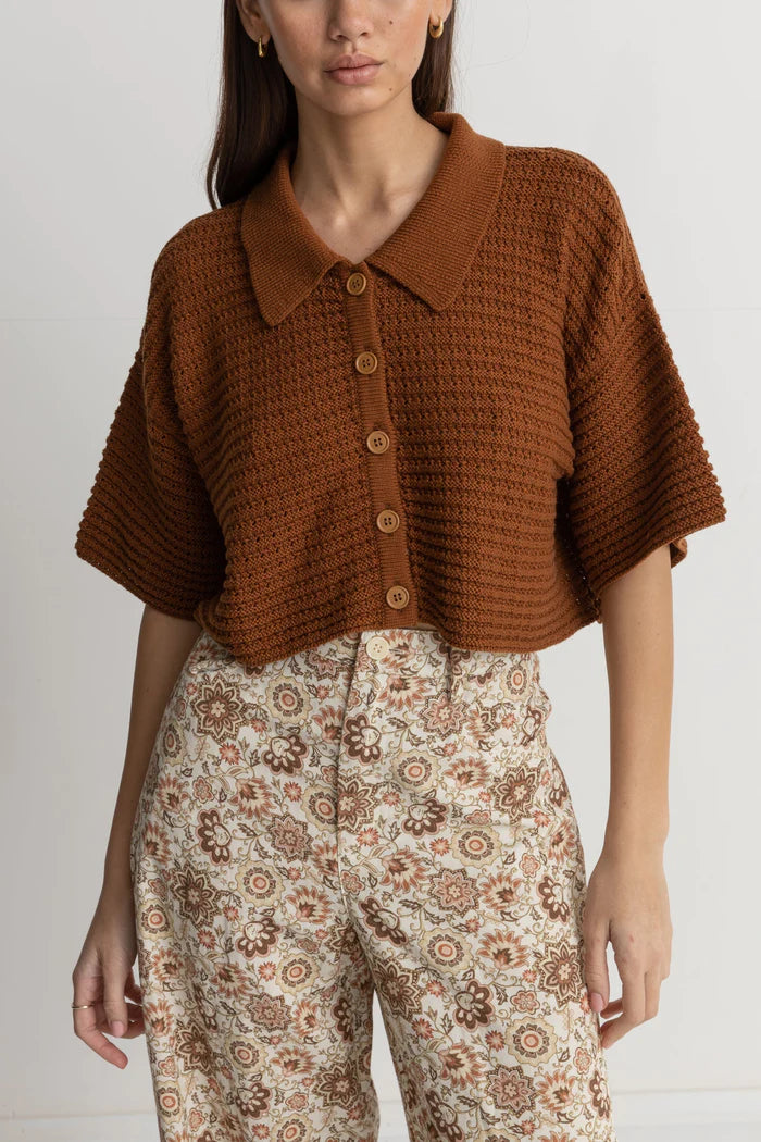 Evermore Knit Sleeve Shirt - Caramel