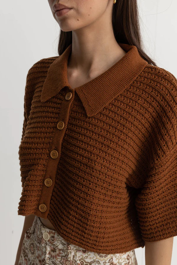 Evermore Knit Sleeve Shirt - Caramel