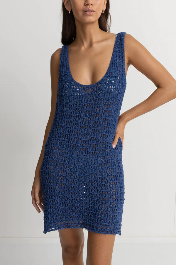 Maddie Knit Scoop Neck Mini Dress - Blue