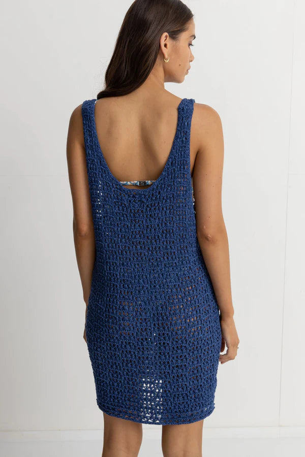 Maddie Knit Scoop Neck Mini Dress - Blue