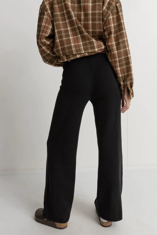 Dune Wide Leg Knit Pant - Black