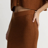 Evermore Knit Midi Skirt - Caramel