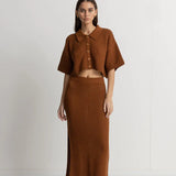 Evermore Knit Midi Skirt - Caramel