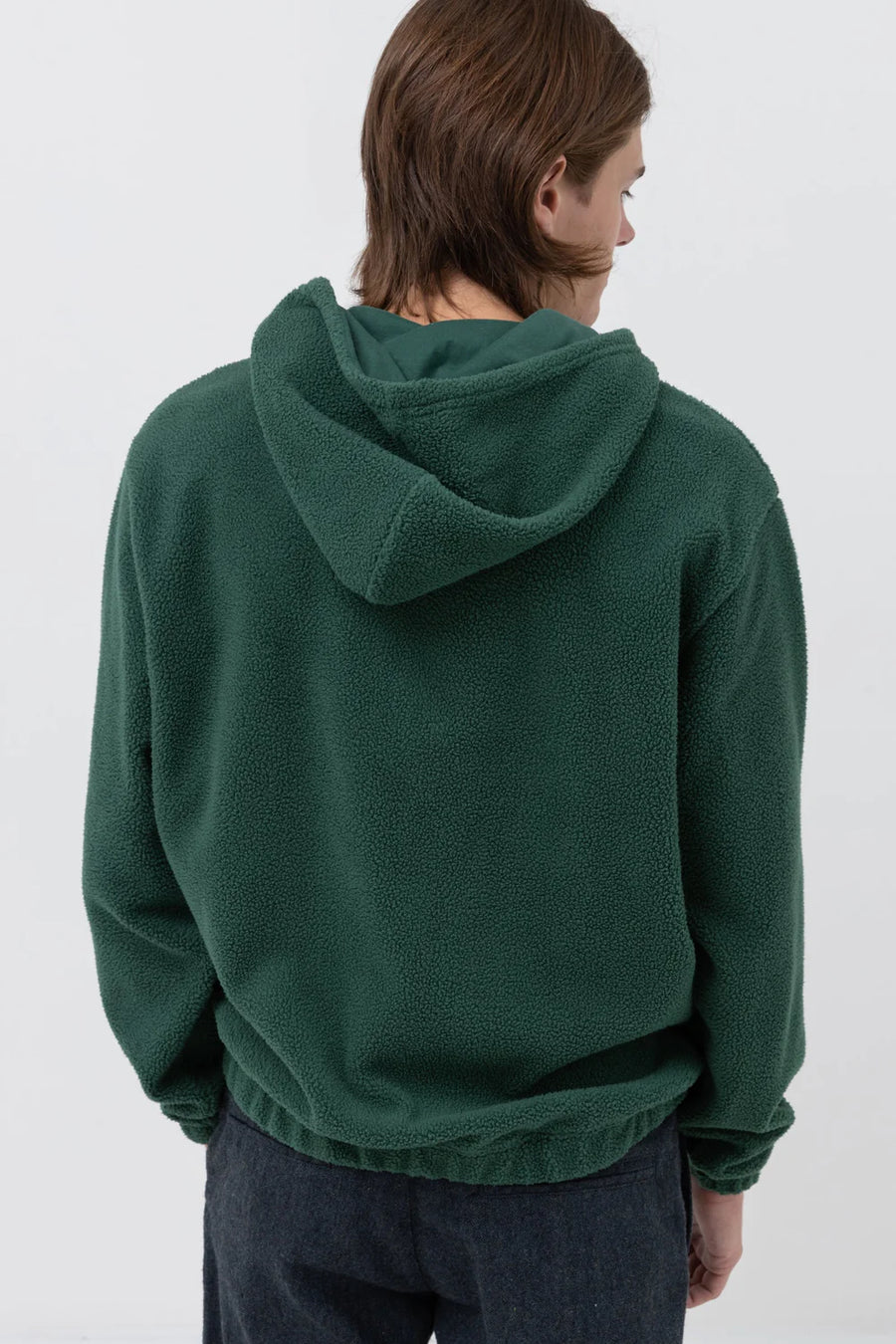 Reverse Fleece Hood - Kelp Green