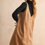 V-Neck Suede Shift Dress