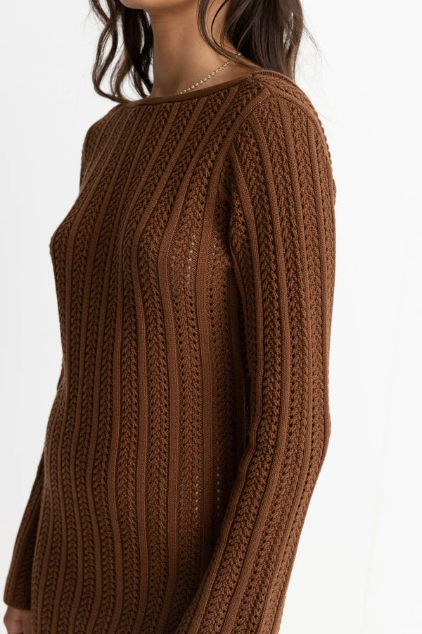 Charlize long sleeve knit dress - chocolat