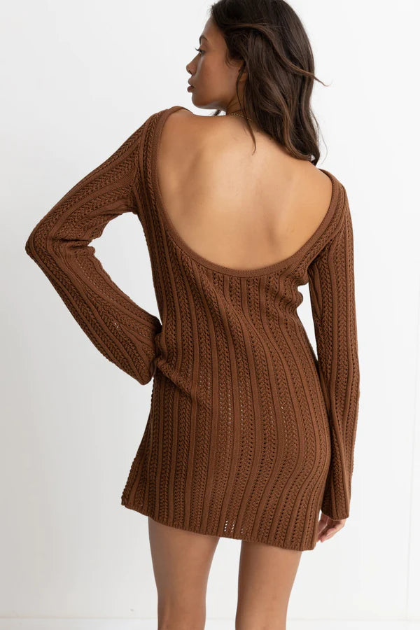 Charlize long sleeve knit dress - chocolat
