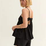 Isla Linen Blend Tie-Back Babydoll Top
