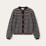 Mertice Cardigan - Brown Blue Stripe
