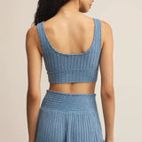 Zoe Rib Tank Bra - Oceanic Blue
