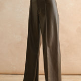 Pintuck Pleather Wide Leg Pant