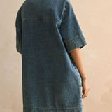 V-Neck Denim Tunic Dress