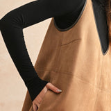 V-Neck Suede Shift Dress