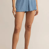 Dawn Smocked Rib Short - Oceanic Blue
