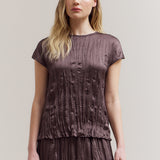 Wrinkle Satin Top - Aubergine