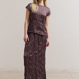 Wrinkle Satin Top - Aubergine