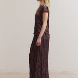 Wrinkle Satin Top - Aubergine