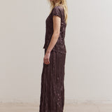 Wrinkle Satin Skirt - Aubergine