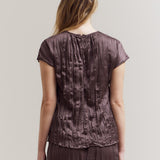 Wrinkle Satin Top - Aubergine