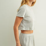 Waffle Crop Top - Heather Grey
