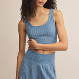 Dawn Smocked Rib Short - Oceanic Blue