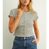 Button Stripped Top