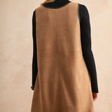 V-Neck Suede Shift Dress