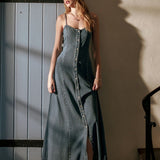 Button Front Maxi Dress