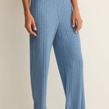 Dawn Smocked Rib Pant - Oceanic Blue
