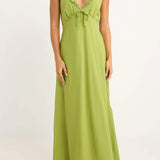 Mila Ruffle Maxi Robe- Matcha