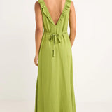 Mila Ruffle Maxi Robe- Matcha