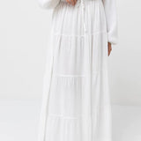 Classic Tiered Maxi Jupe - Blanc