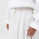 Classic Tiered Maxi Jupe - Blanc