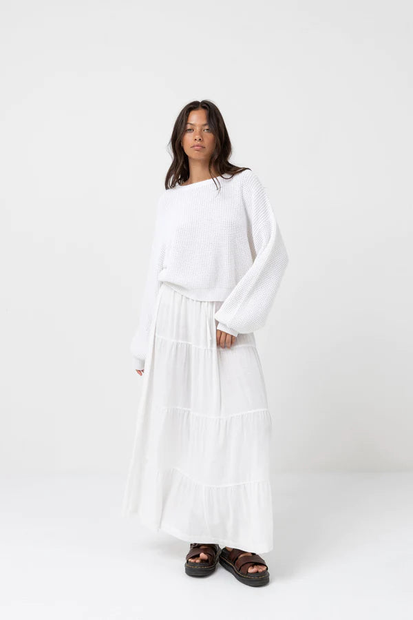 Classic tiered maxi jupe - blanc