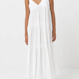 Classic tiered midi dress- white