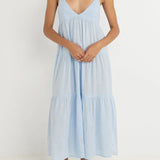 Classic Tiered Midi Dress - Blue