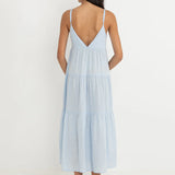 Classic Tiered Midi Dress - Blue