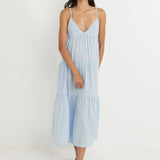 Classic Tiered Midi Dress - Blue