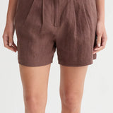 Madison Pleated Linen Shorts