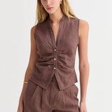 Jaylin Sleeveless Mandarin Collar Blouse