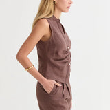 Jaylin Sleeveless Mandarin Collar Blouse