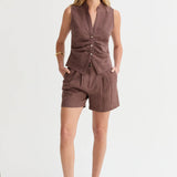 Jaylin Sleeveless Mandarin Collar Blouse