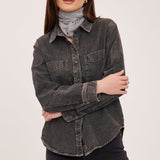 Griffin Button Up Blouse - Black Wash