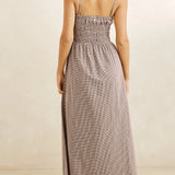London Check Midi Dress - Chocolate