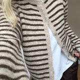Mertice Cardigan - Brown Sand Stripe