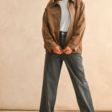 Suede Oversized Bomber Jacket