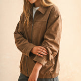 Suede Oversized Bomber Jacket